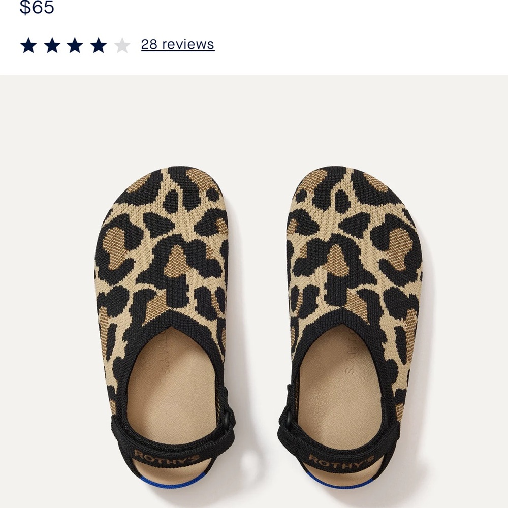 Rothy's Kids Black and tan. Desert cat clogs